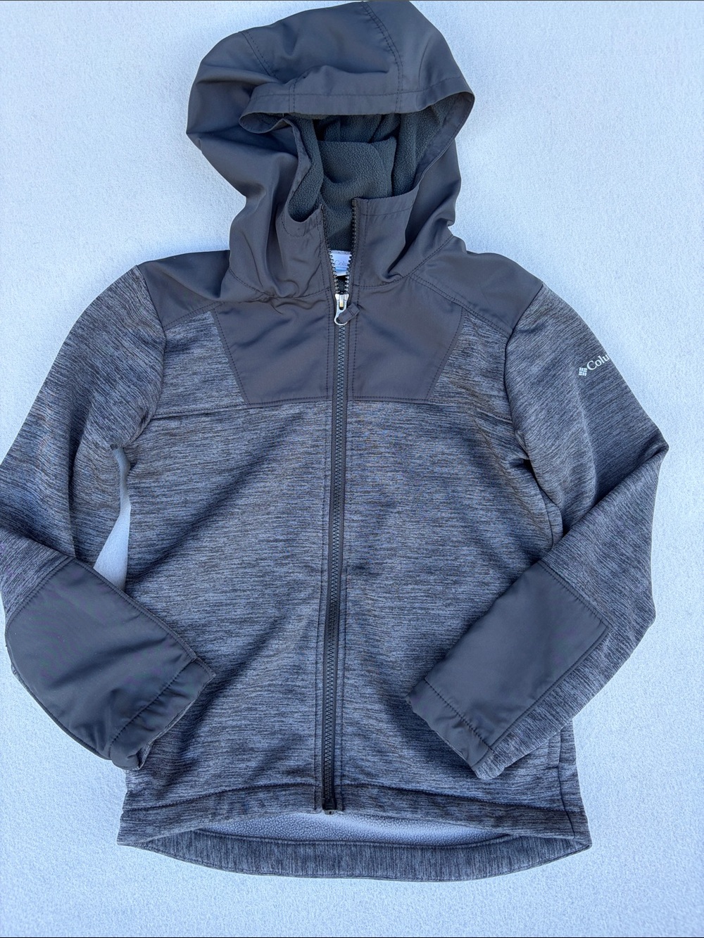Columbia Boys' Charcoal Gray Hooded Zip-Up Jacket